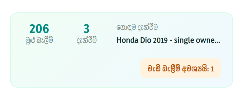 ඉහළ ඇති පැනලය සියලු දැන්වීම් එකට එකතු කරයි: මුළු බැලීම්, ඔබට ඇති දැන්වීම් ගණන, සහ හොඳම දැන්වීම කුමක්ද යන්න. දිනපතා නොව, සතියකට වරක් එය බලන්න.