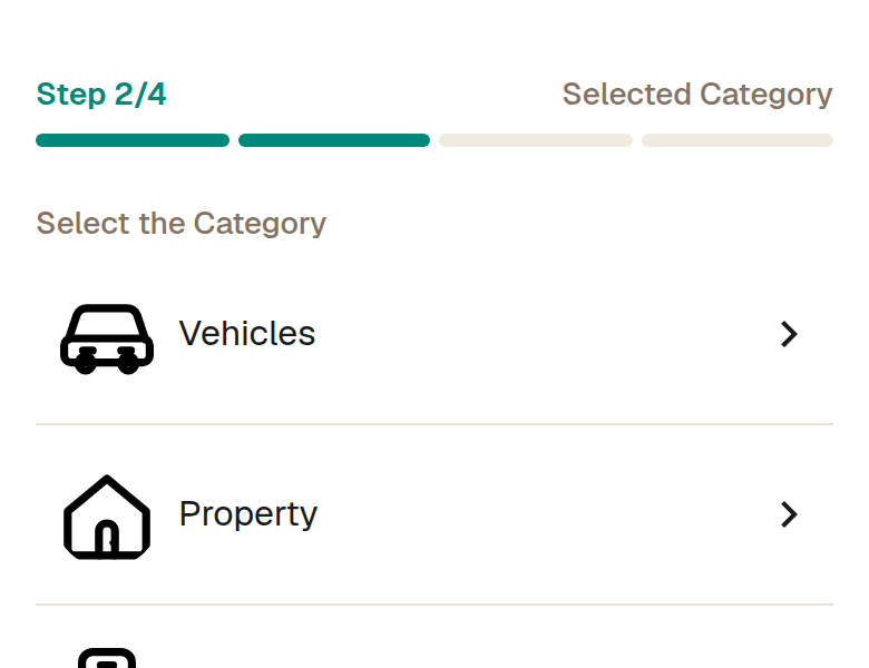Choose the category. Keep tapping until you reach the exact one — Vehicles, then Cars, then Sedan.
