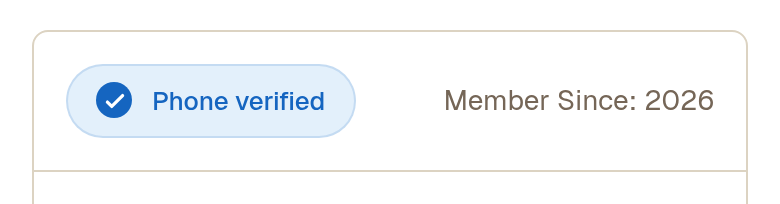 The same badges show on the seller's page, next to how long they have been on Maaru. Look at both together — a badge plus a few years is a better signal than either alone.